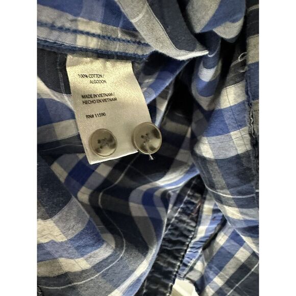 Original Weatherproof Vintage Shirt Mens Size Med Blue Flannel Button Down Plaid - Picture 6 of 6